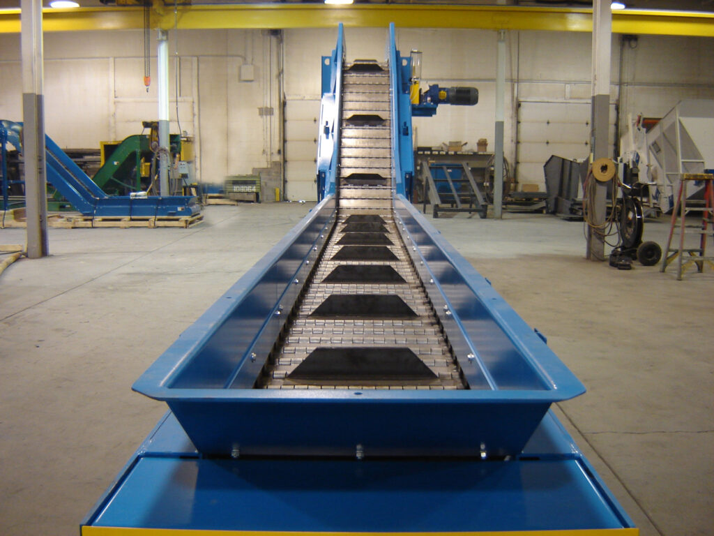 head on view of the Endura-Veyor 6 pitch hinged steel belt conveyor D-style new