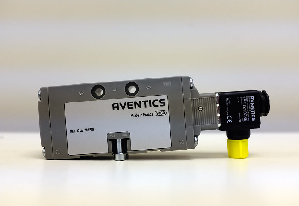 Up close view of Aventics Industrial Pneumatic Solutions part