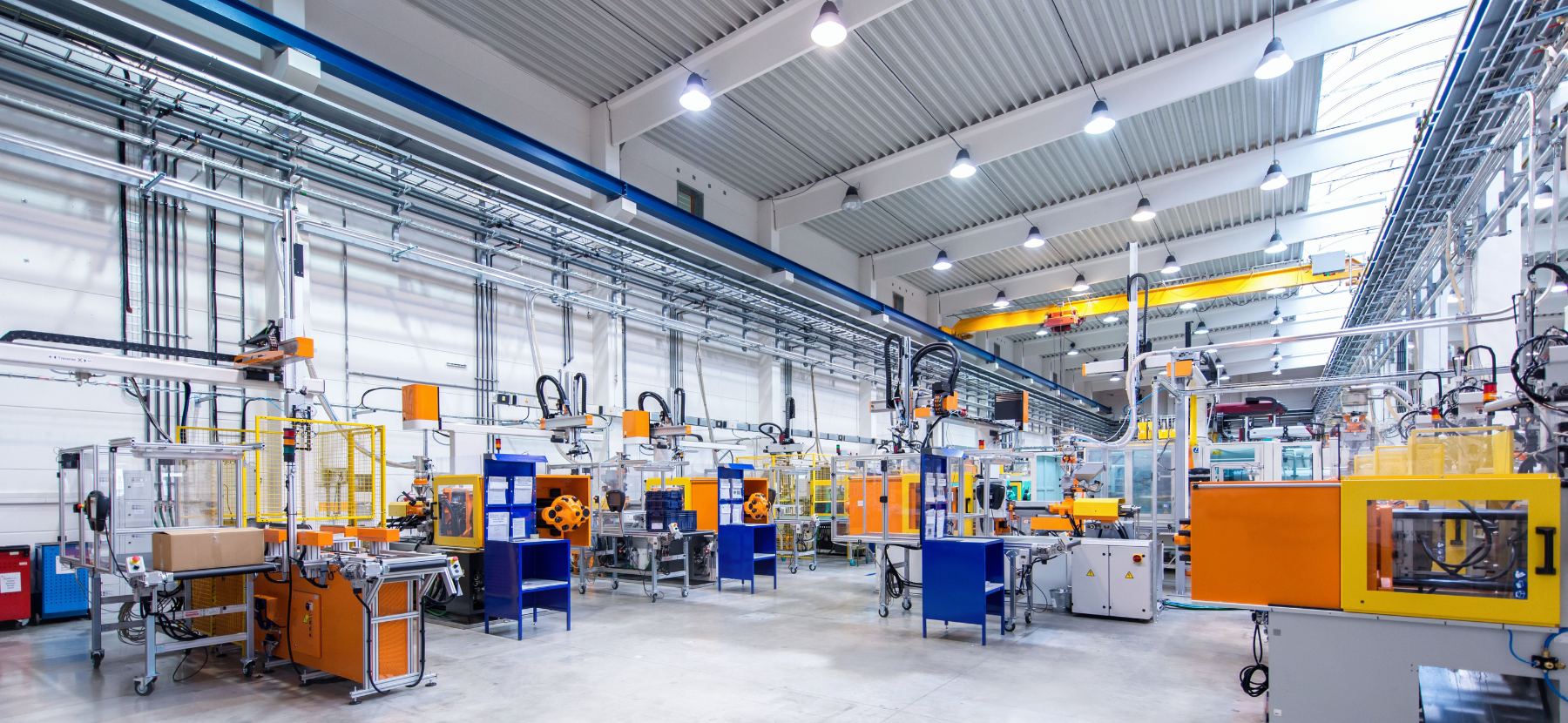 a modern factory with the newest machinery and controls