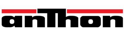 anthon logo image with black letters and red line above letters