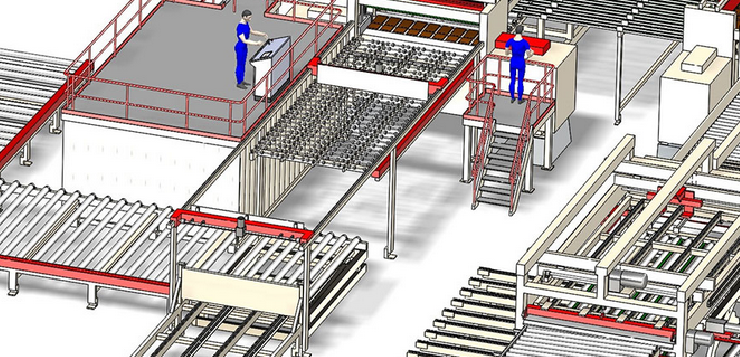a 3d drawing of a processing line developed by anthon