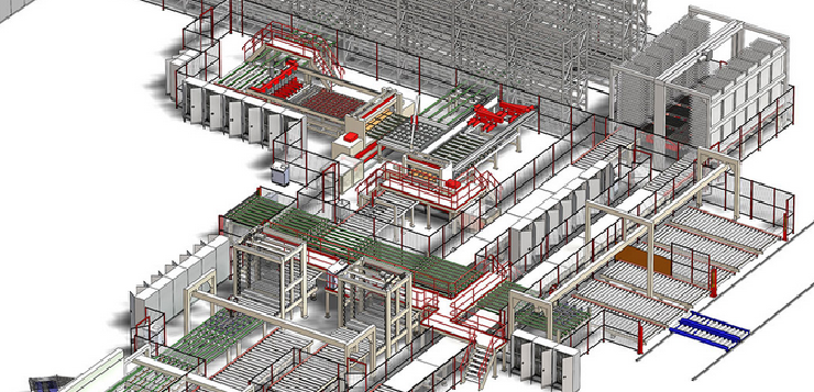 a 3d drawing of a processing line developed by anthon